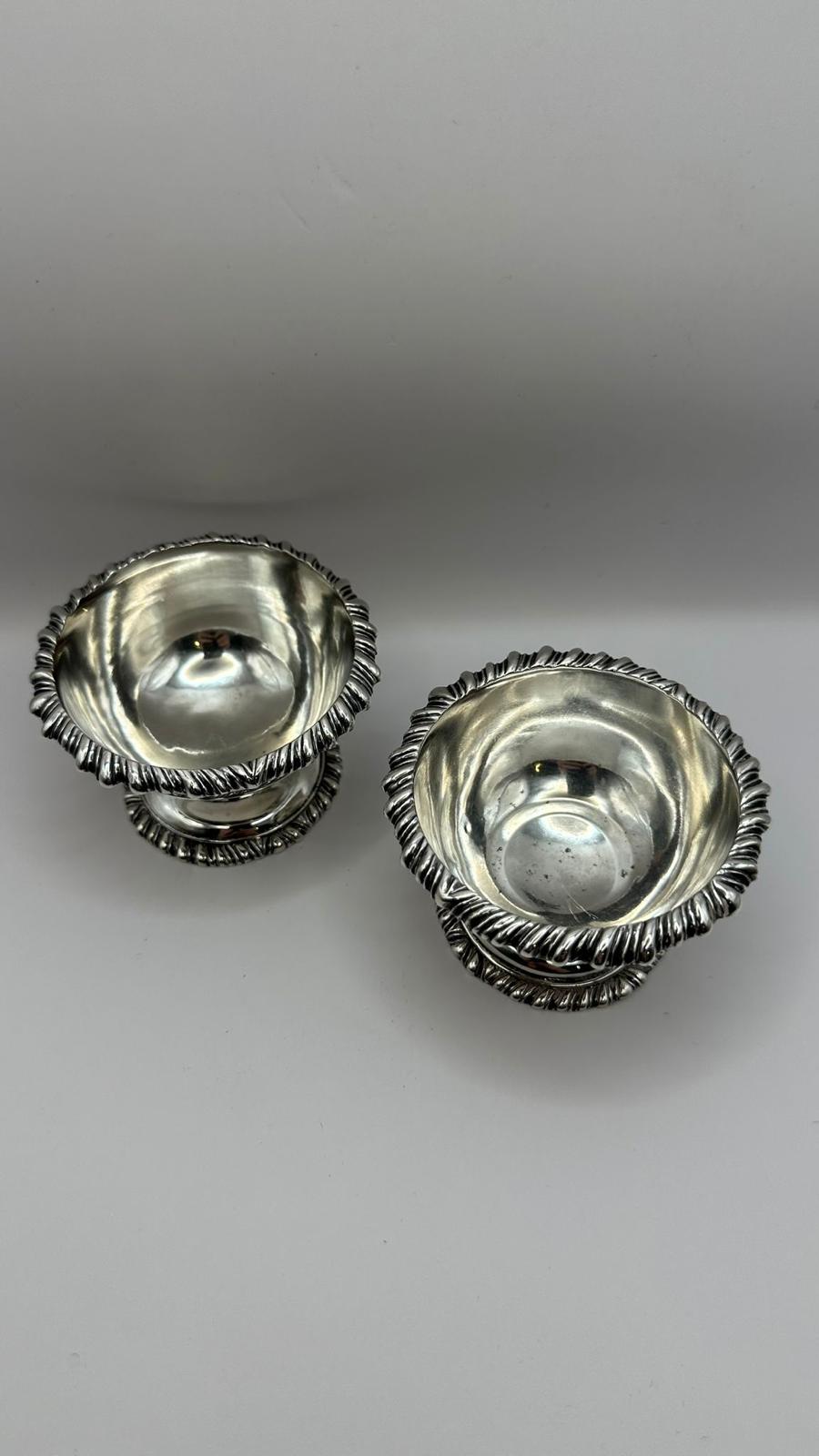 Antique Pair Of Silver Salts Dishes  / Collectible Silver / 1890 Mappin Webb