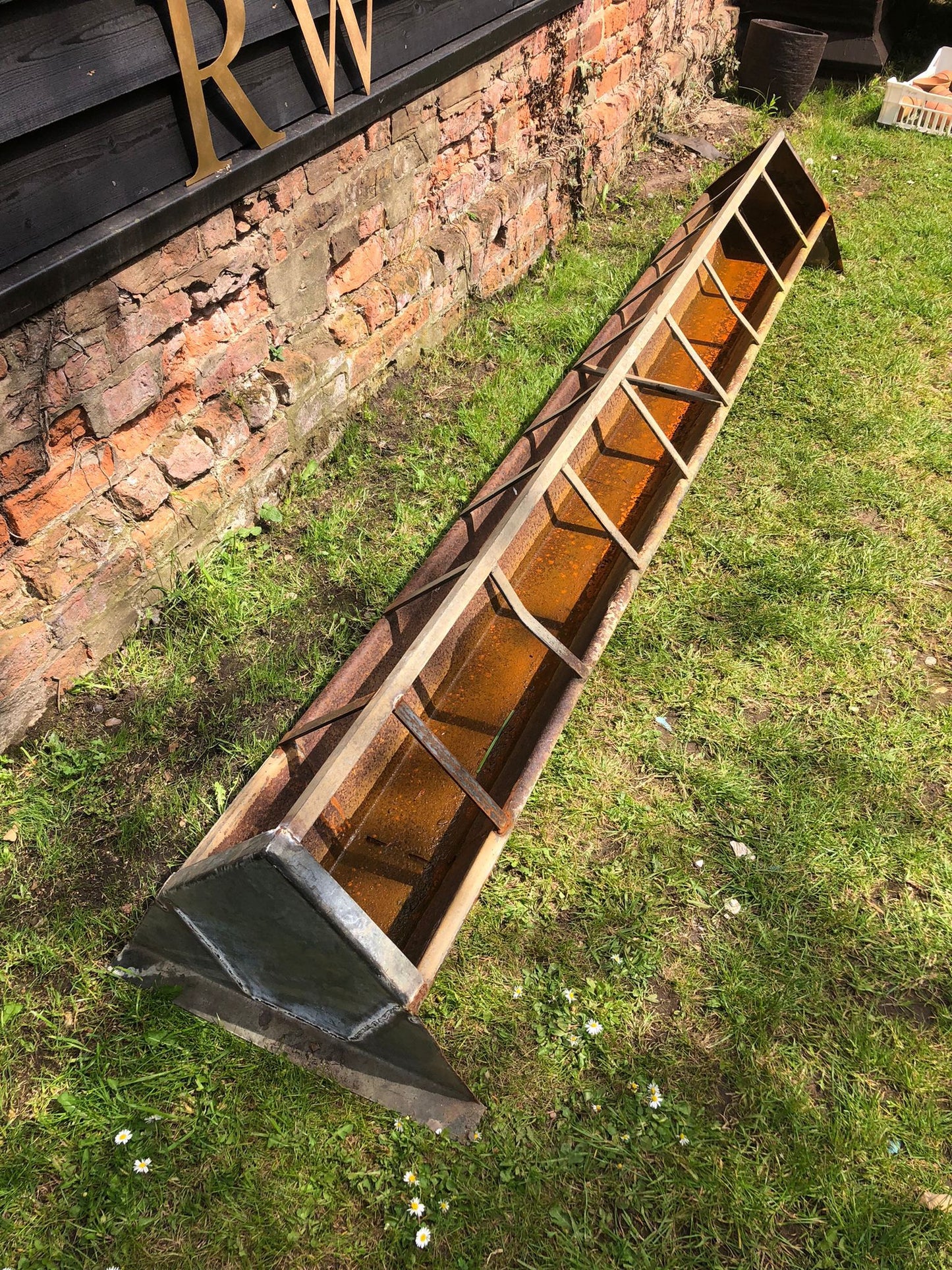 Vintage Long Galvanised Animal Trough Planter / Herb Garden / Bedding Plant Pot