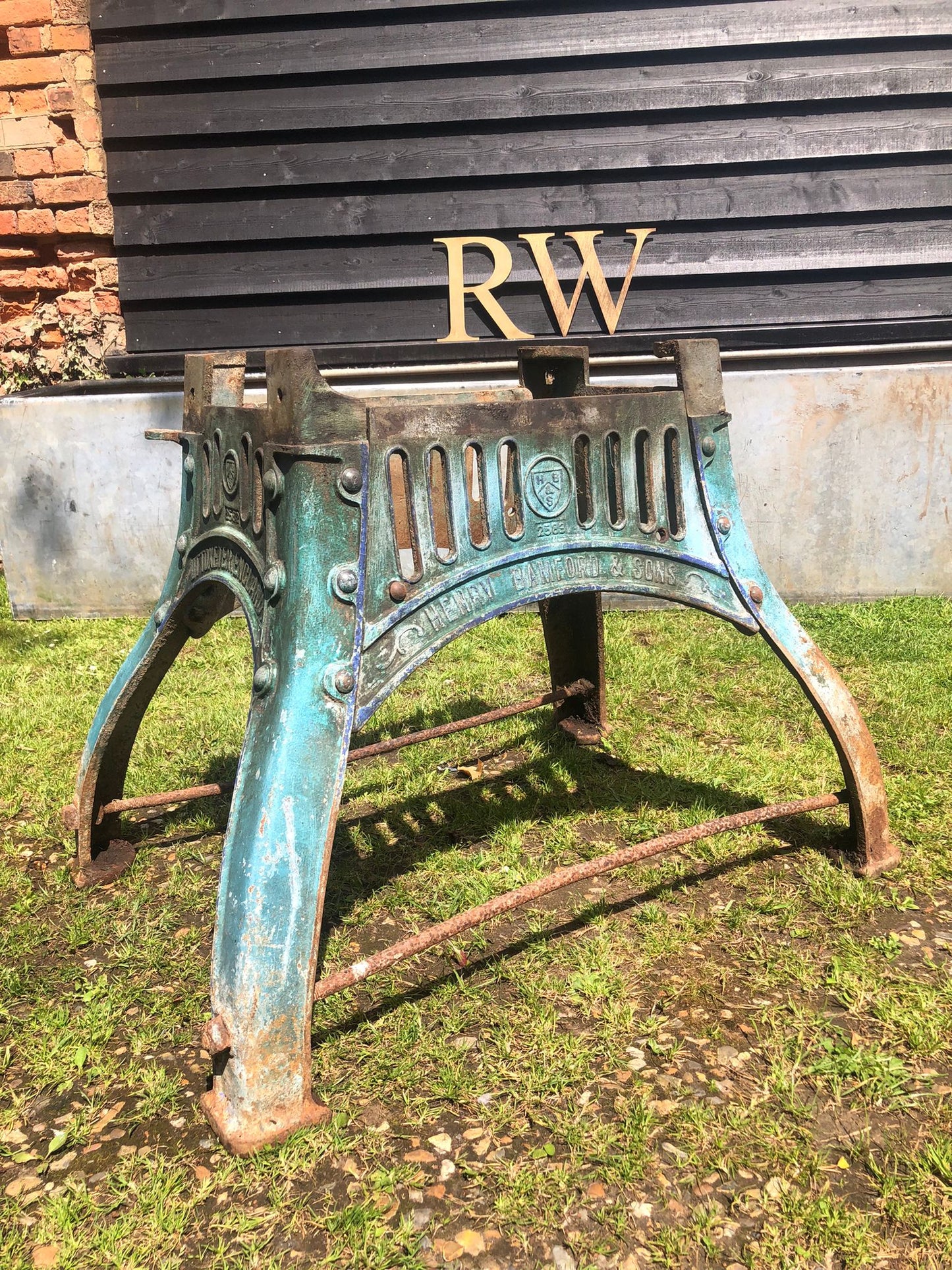 A Cast Iron Industrial Henry Bamford  And Sons Table Base Reclaimed Original