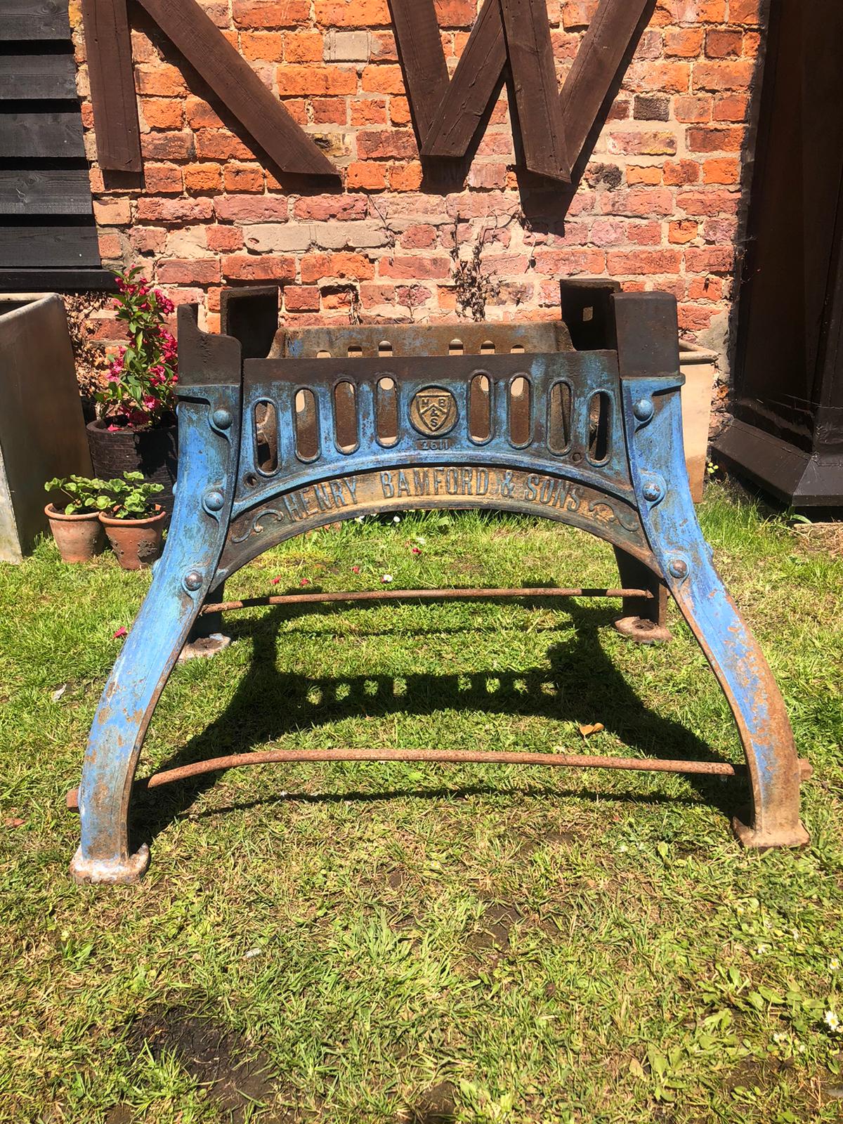 Cast Iron Industrial Henry Bamford  And Sons Table Base Reclaimed Original Big