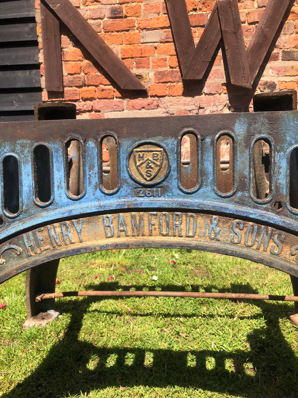 Cast Iron Industrial Henry Bamford  And Sons Table Base Reclaimed Original Big