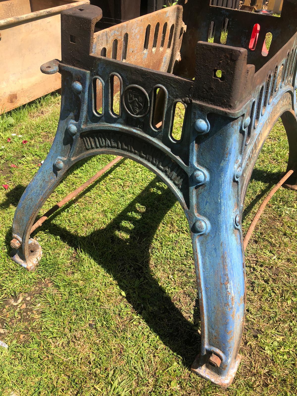 Cast Iron Industrial Henry Bamford  And Sons Table Base Reclaimed Original Big