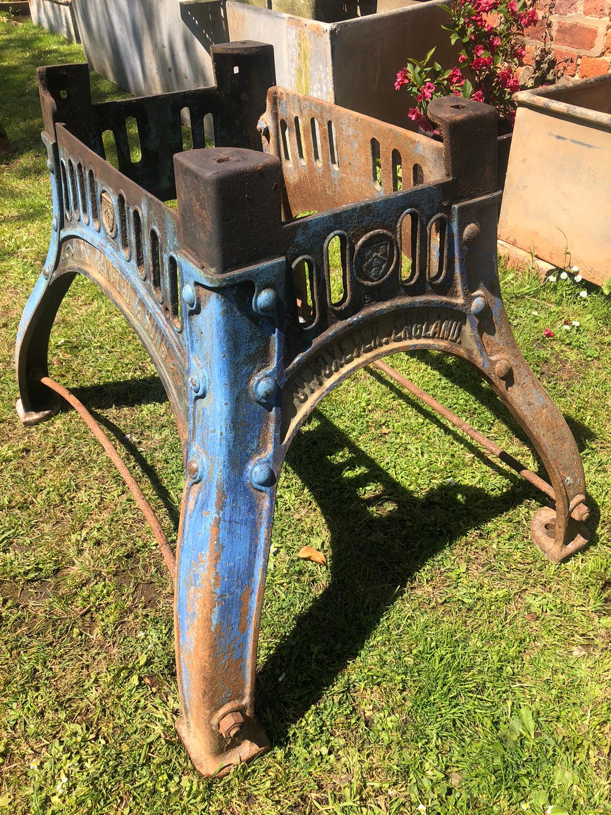 Cast Iron Industrial Henry Bamford  And Sons Table Base Reclaimed Original Big