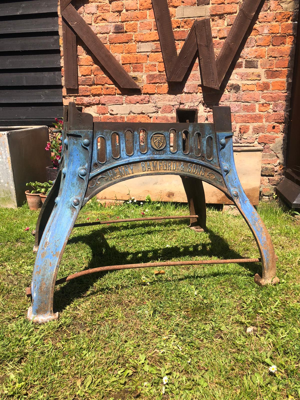 Cast Iron Industrial Henry Bamford  And Sons Table Base Reclaimed Original Big