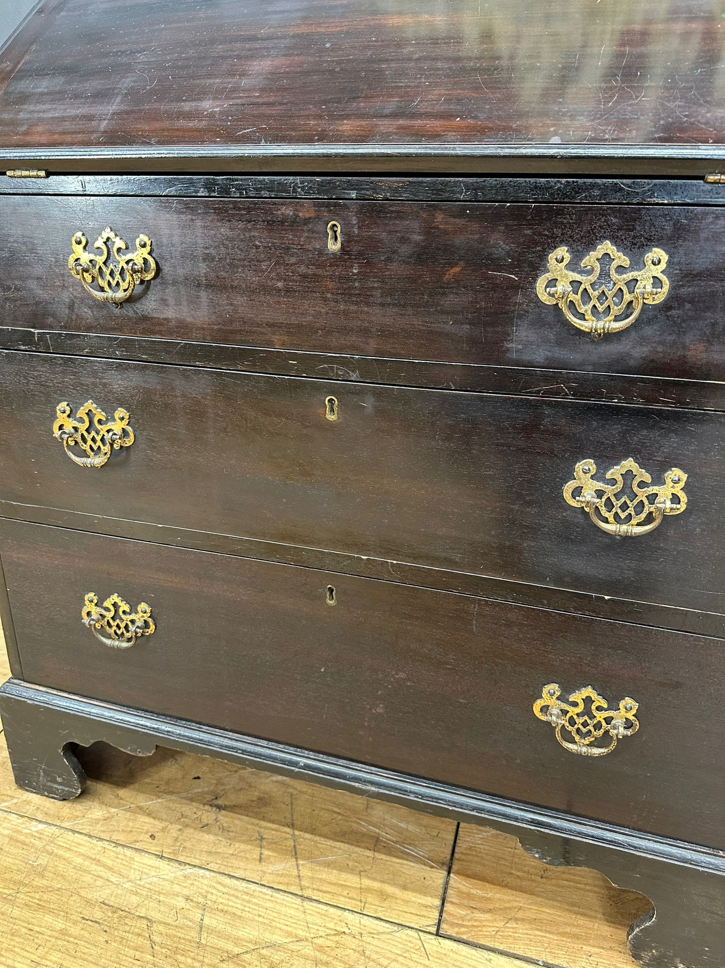 Antique Mahogany Bureau Desk  /drop Front Desk / Antique Furniture / George lll