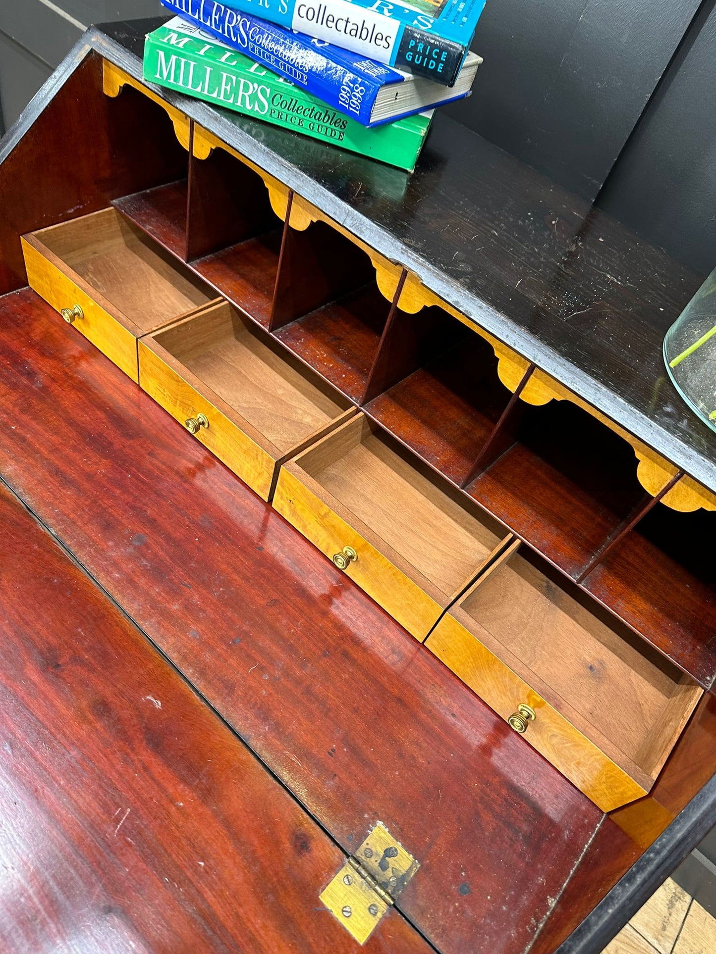 Antique Mahogany Bureau Desk  /drop Front Desk / Antique Furniture / George lll