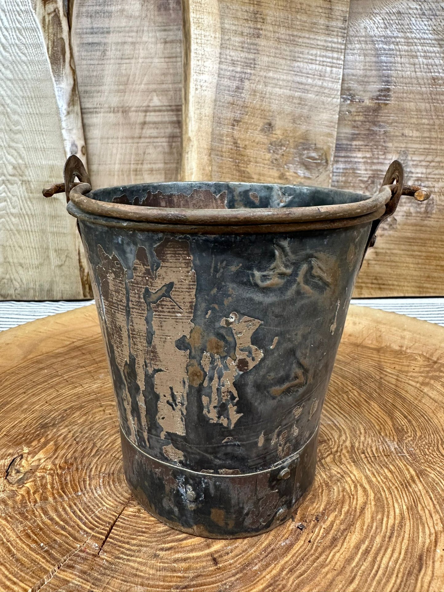 Vintage Small Mini Metal Bucket / Plant Pot / Herb Planter / Windowsill Pot