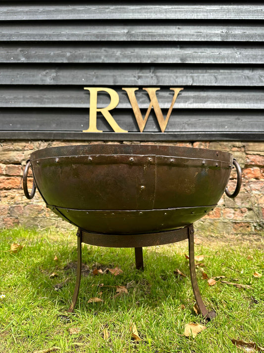 Vintage Style Kadai Fire Bowl Pit BBQ / Camping Cooking Pot / Patio Fire Pit