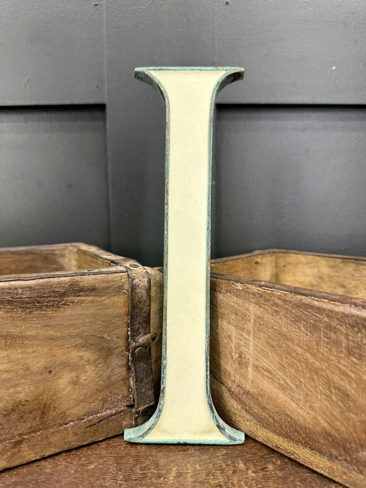 Antique Letter I / Copper & Enamel Lettering / Personalised Gift Present / 1920s