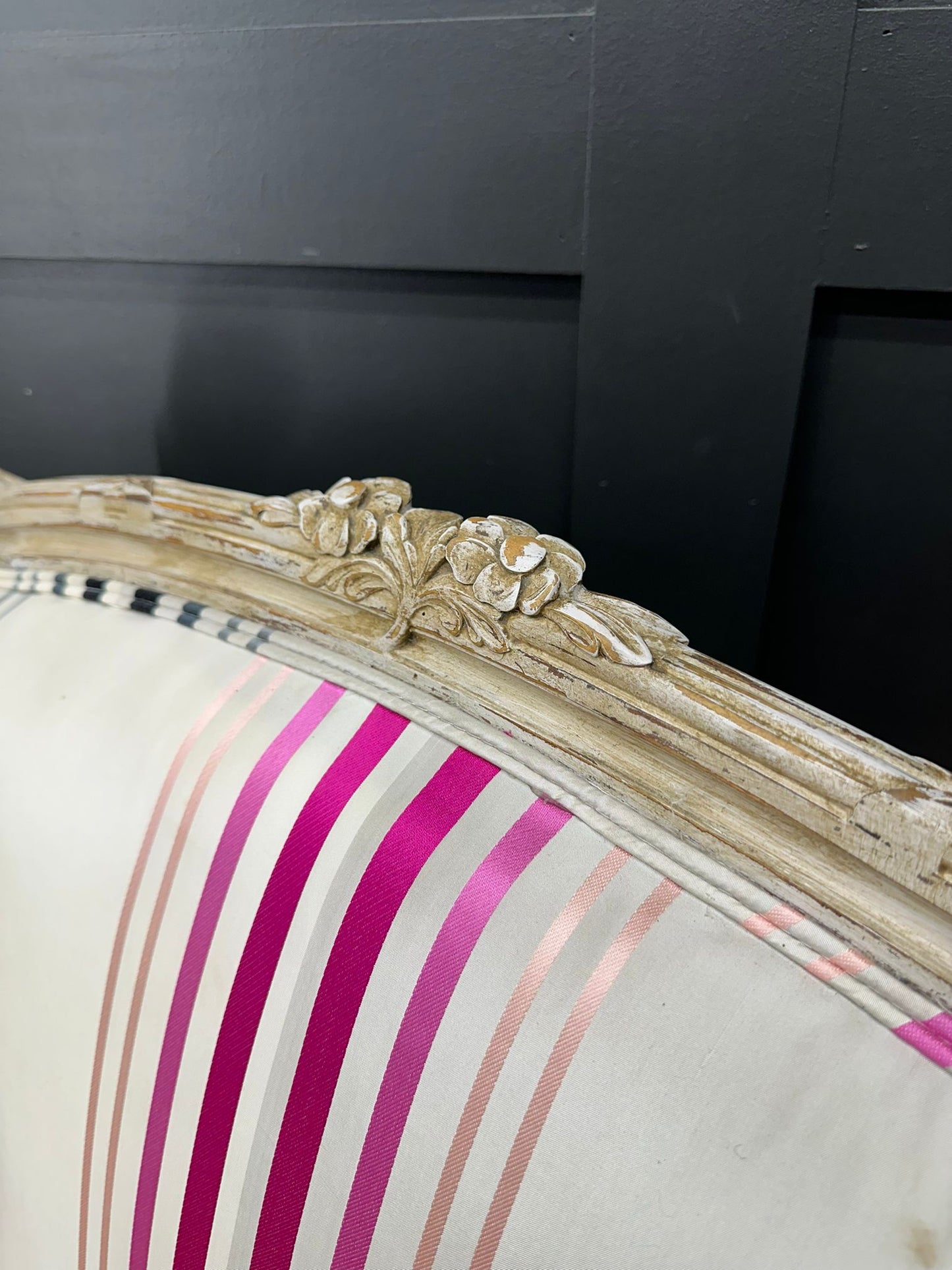 Vintage Upholstered Armchair / Louis XVI Style / Wingback Armchair