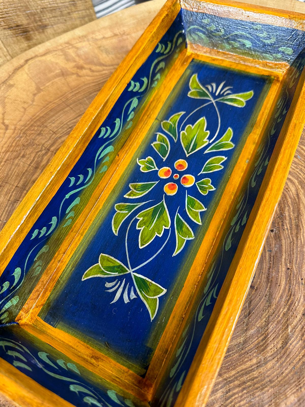 Rustic Wooden Painted Tray Bowl / Bread Antipasti Decorative Serving Platter C