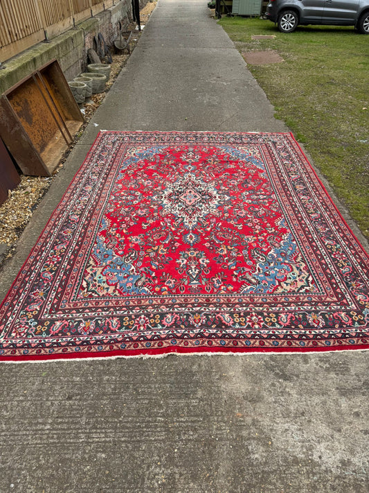 Vintage Hand Made Traditional Oriental Wool Red Large Carpet 381x270cm