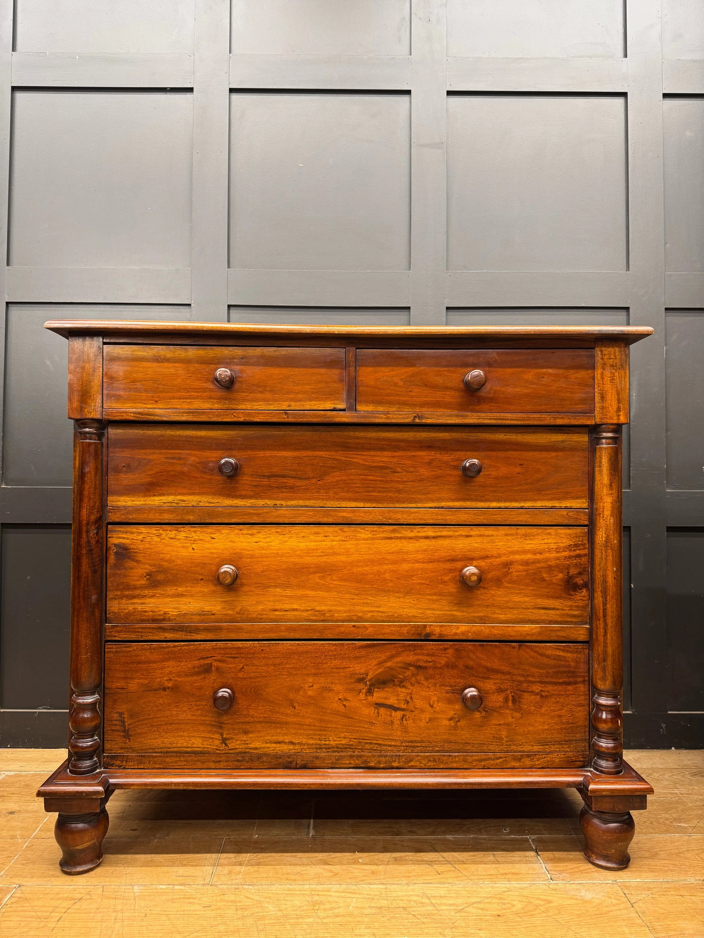 Vintage Hardwood Chest of Drawers Bedroom Storage Furniture Cabinet 5 Drawer