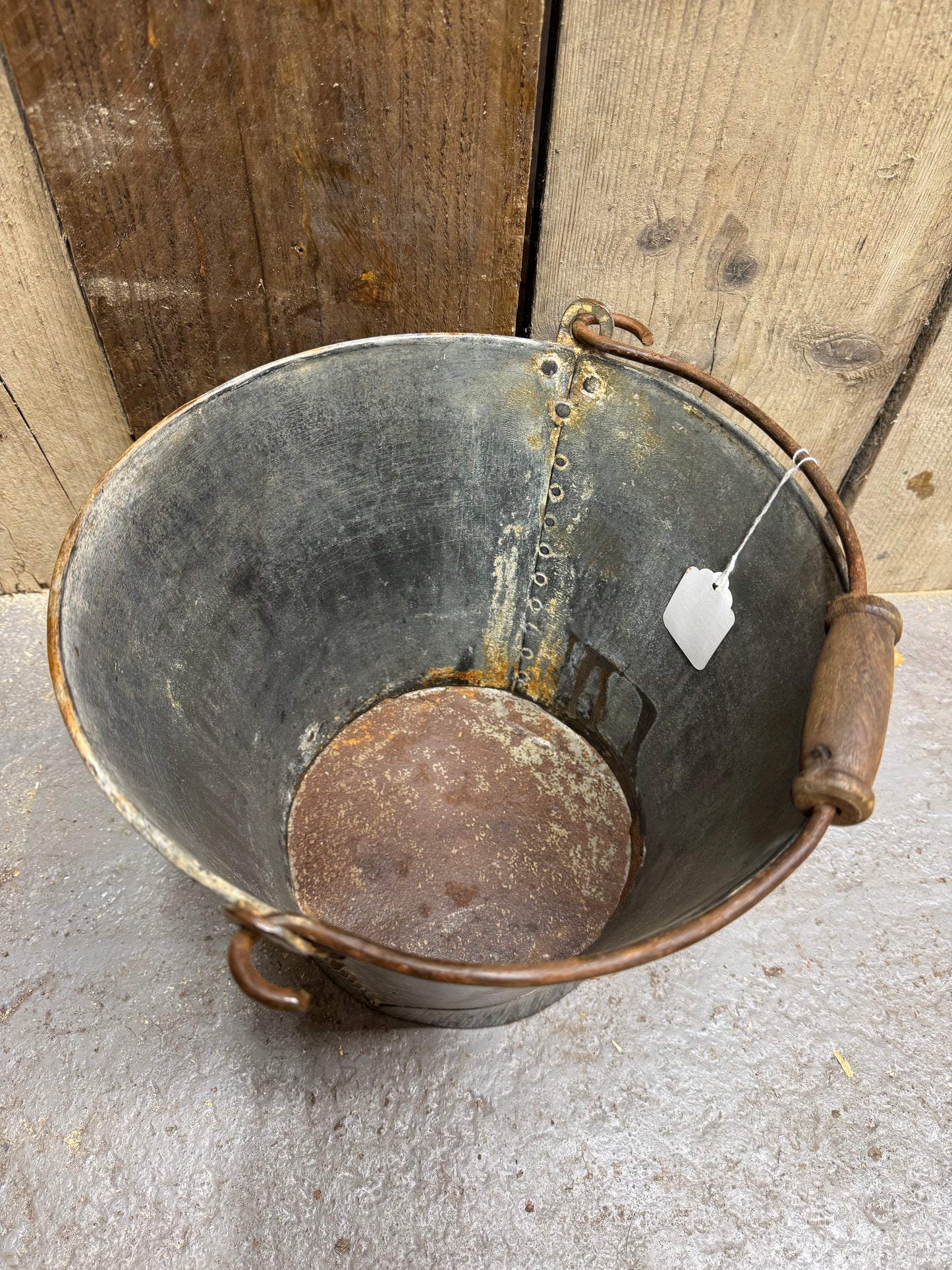 Vintage Galvanised Log Basket Carrier / Plant Pot /  Bucket / Planter Patio Pail A