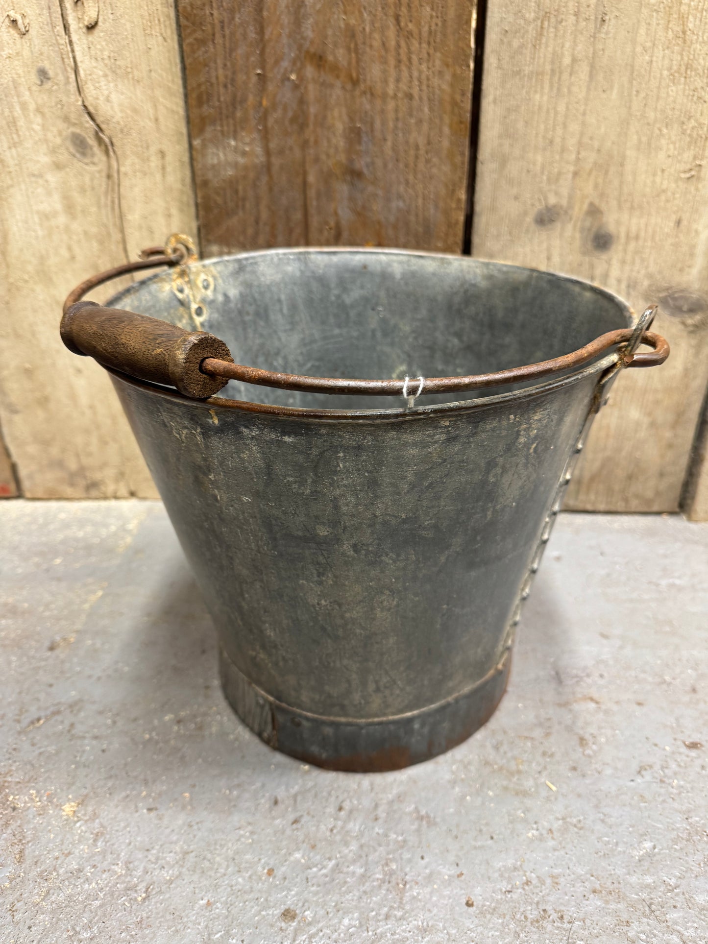Vintage Galvanised Log Basket Carrier / Plant Pot /  Bucket / Planter Patio Pail A