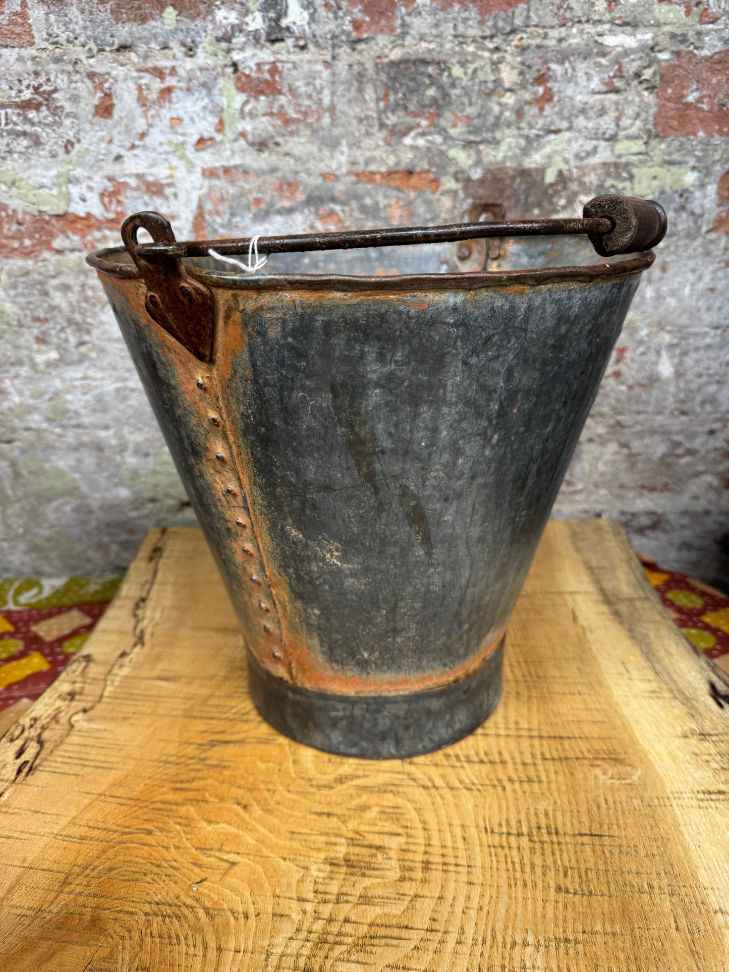 Vintage Galvanised Log Basket Carrier / Plant Pot /  Bucket / Planter Patio Pail A