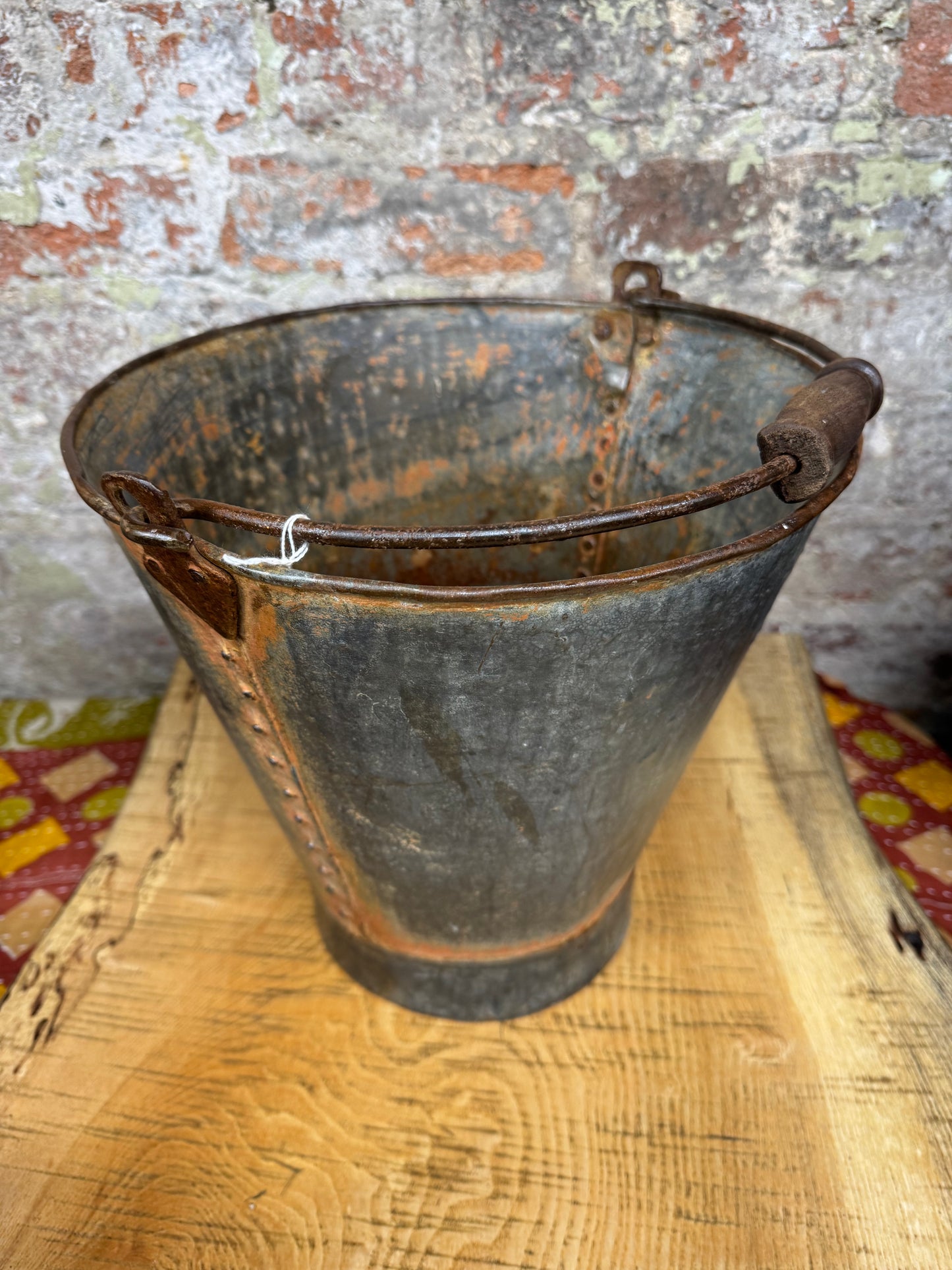 Vintage Galvanised Log Basket Carrier / Plant Pot /  Bucket / Planter Patio Pail A