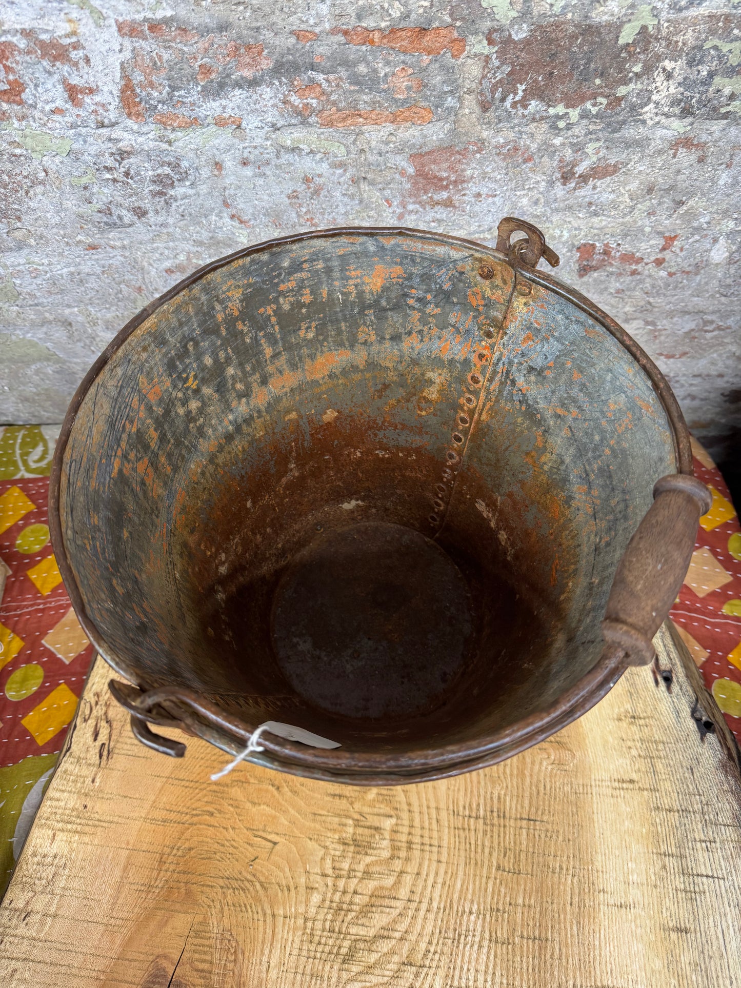 Vintage Galvanised Log Basket Carrier / Plant Pot /  Bucket / Planter Patio Pail A