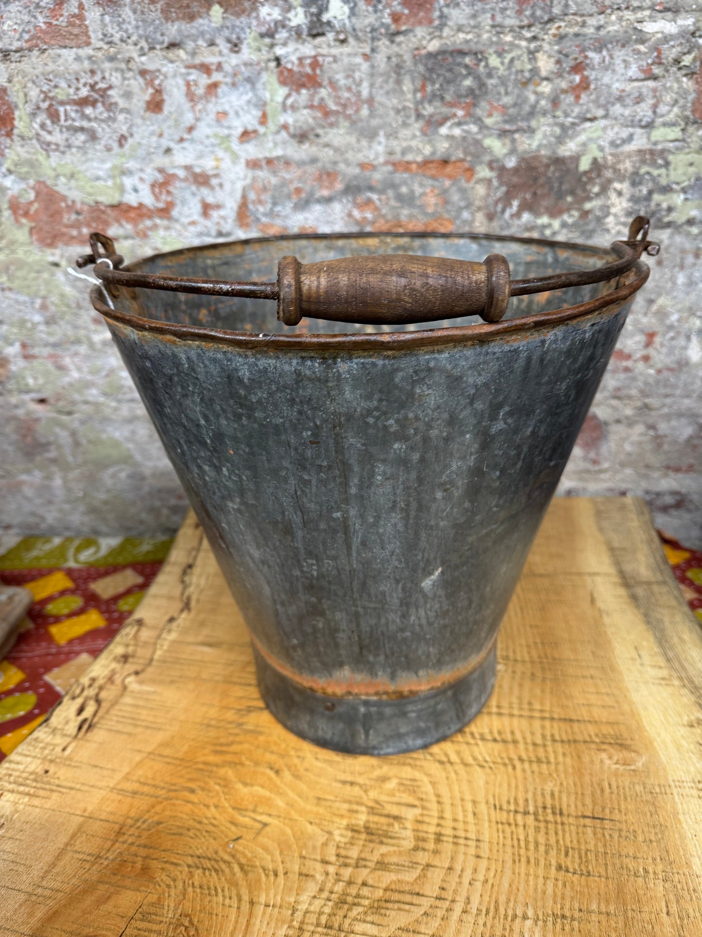 Vintage Galvanised Log Basket Carrier / Plant Pot /  Bucket / Planter Patio Pail A