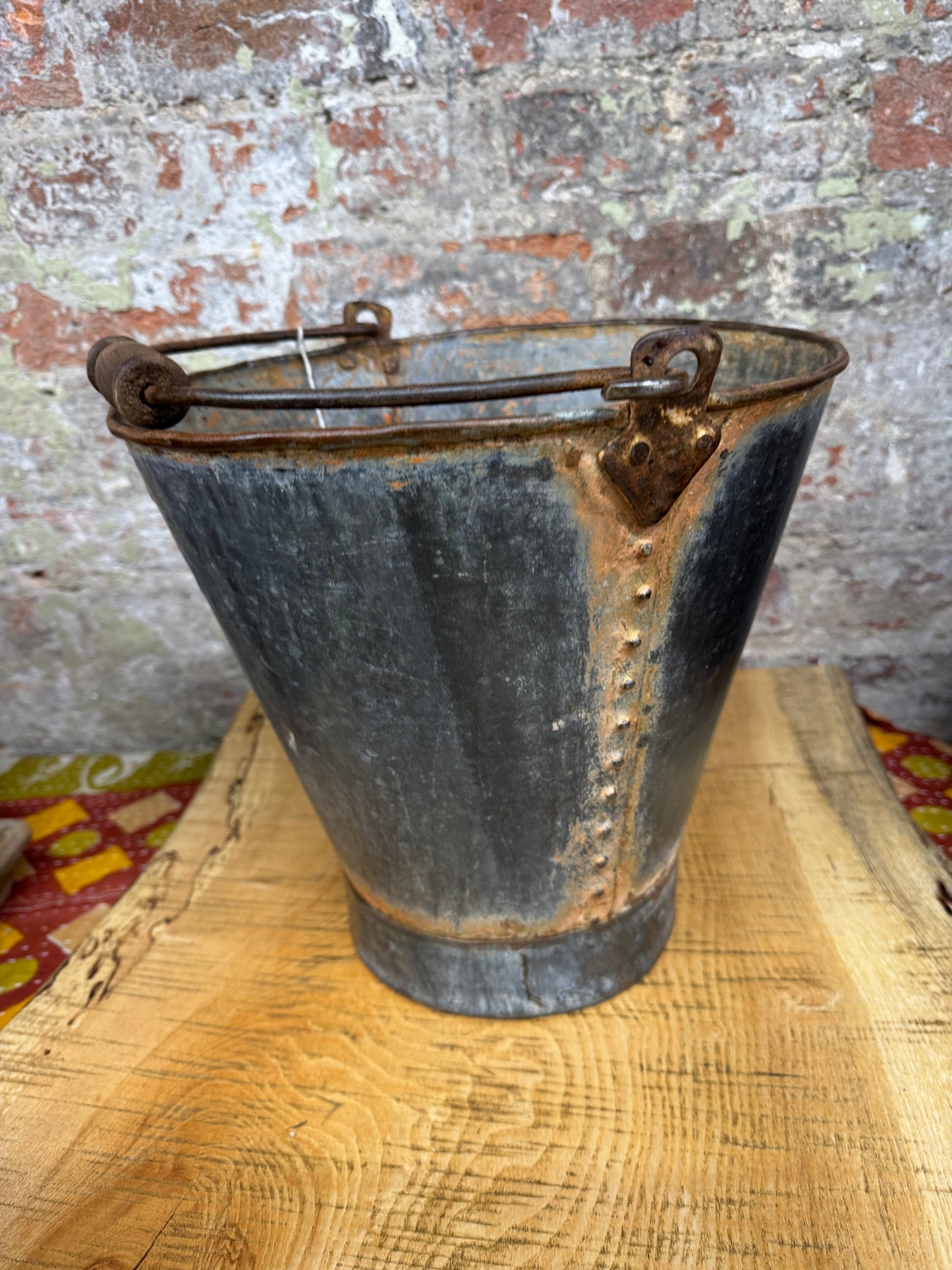 Vintage Galvanised Log Basket Carrier / Plant Pot /  Bucket / Planter Patio Pail A