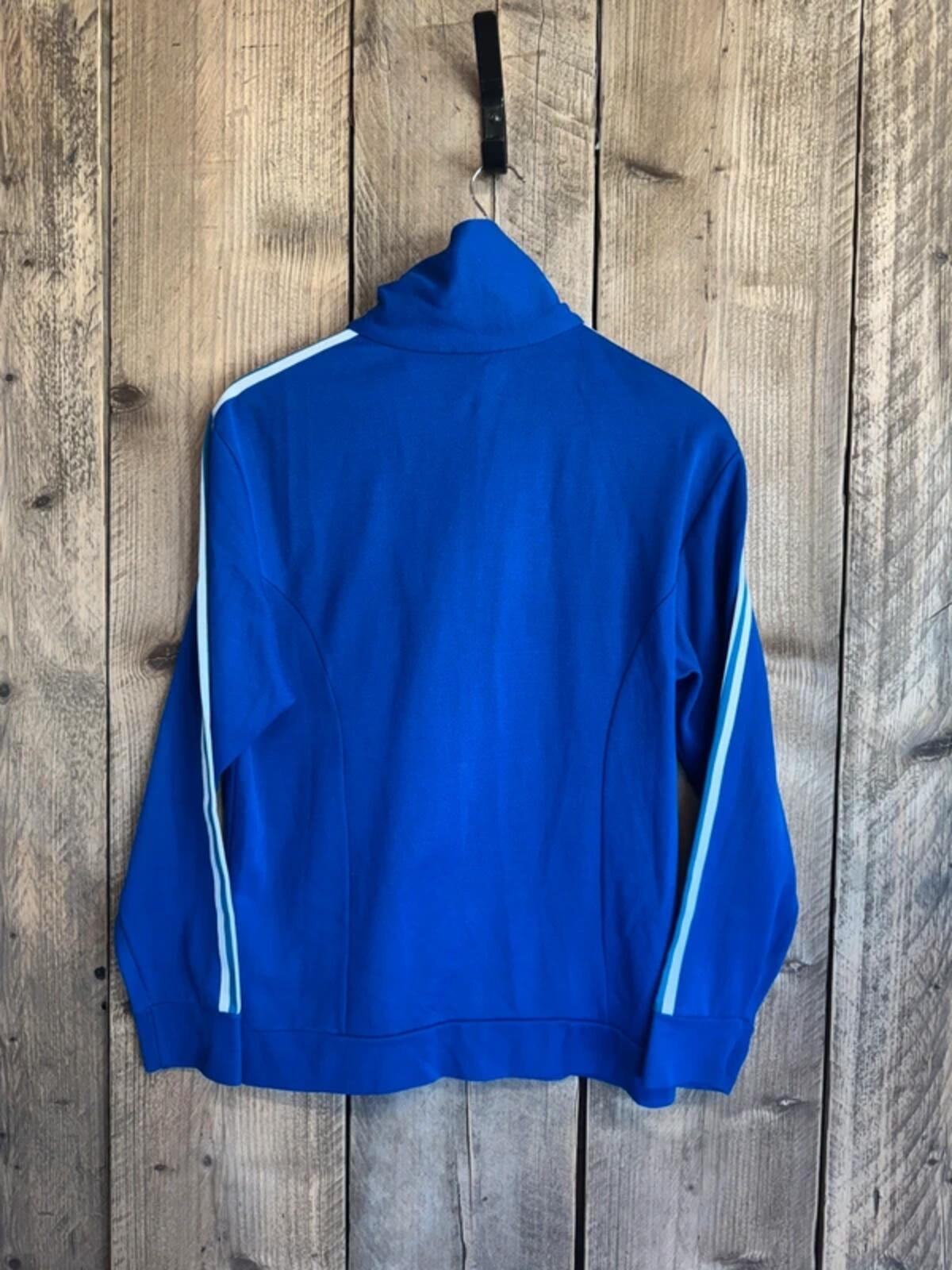Vintage Adidas Tracksuit Top Jacket Blue White 80s Made In Hong Kong Medium #349