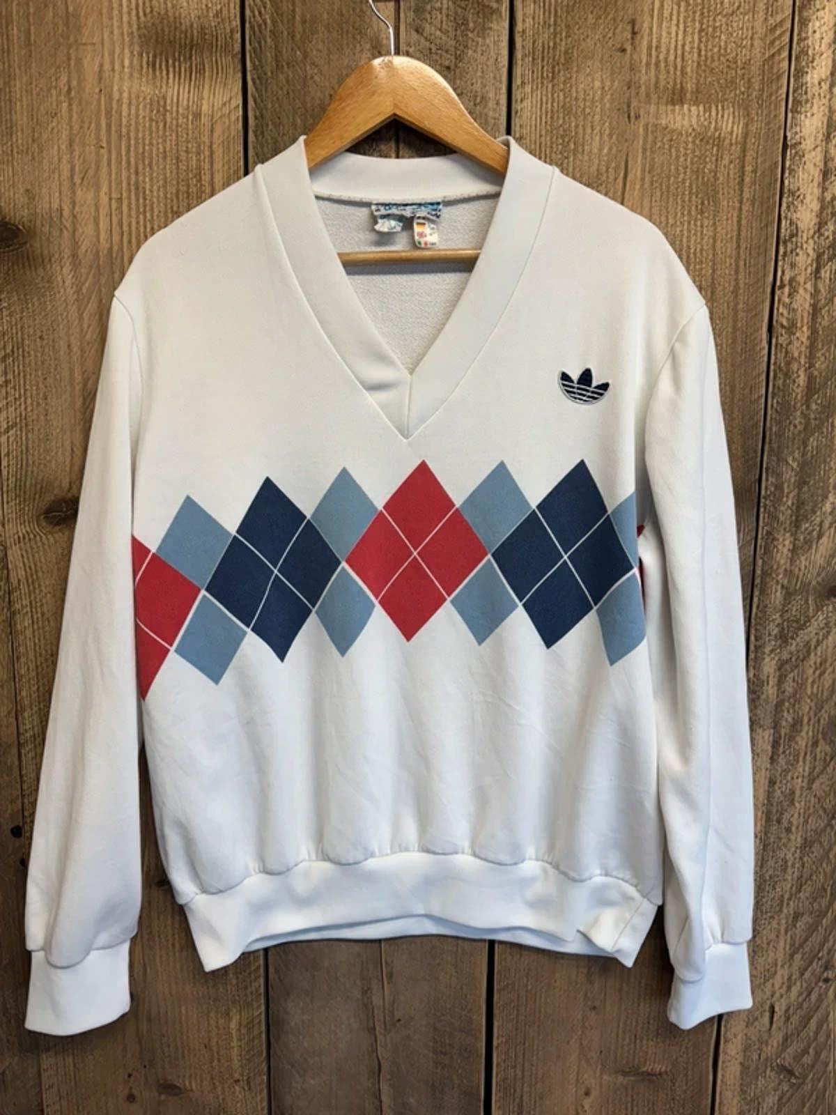 Vintage Adidas Ivan Lendl Argyle Jumper Top Large Made In France Ventex