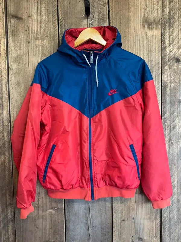 Vintage Original 1980s Nike Windbreaker Jacket Coat Fleece lined Medium