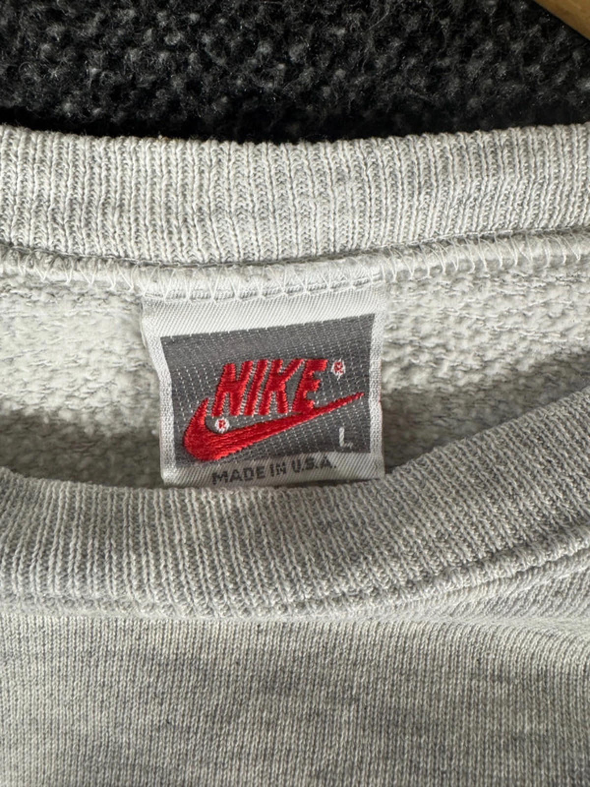 Vintage 80s Original Nike Just Do It Grey Spell Out Jumper Top Sweater Large.