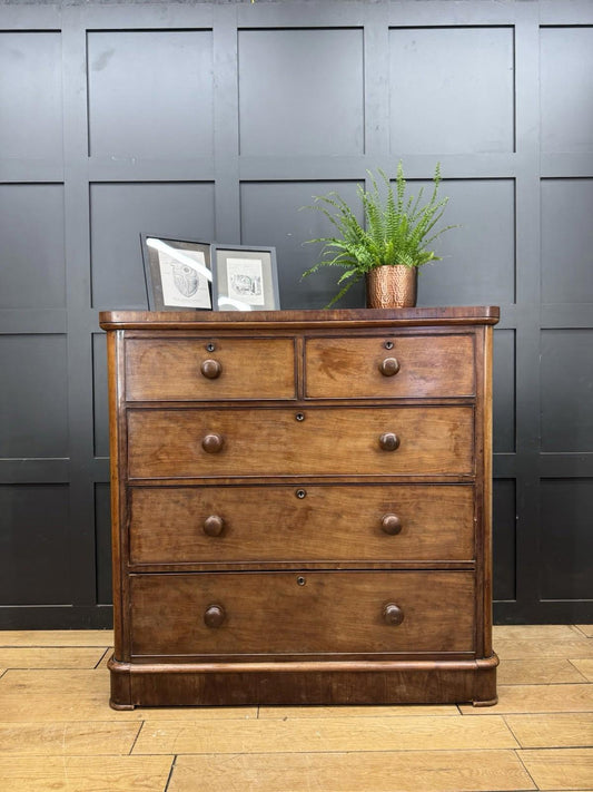 Large Antique Victorian Mahogany Chest of Drawers  Bedroom Dresser Storage