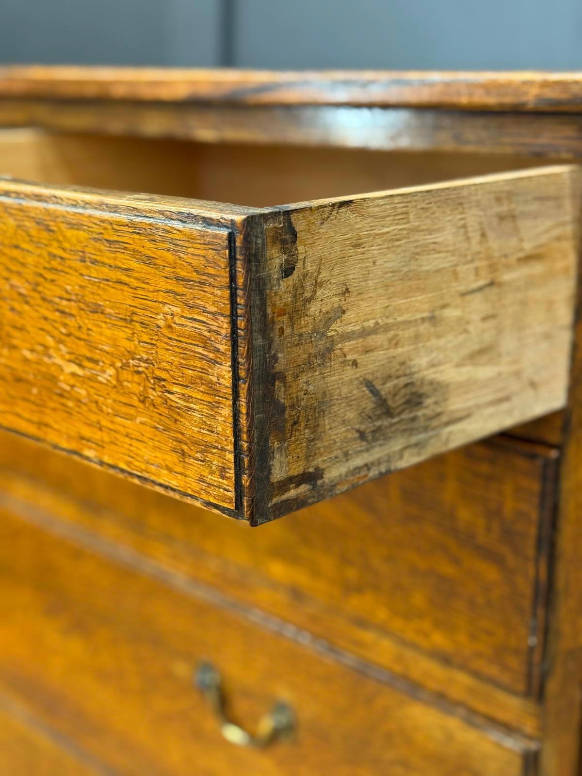 Waring & Gillows Solid Oak Chest of Drawers – Antique Bedroom Storage
