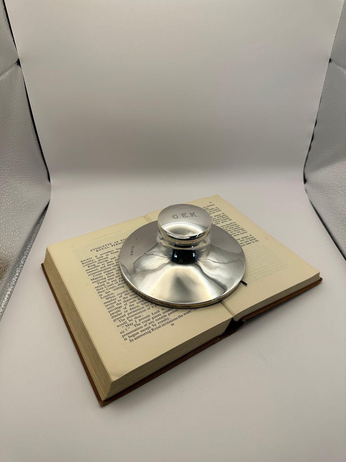 Antique Capstan Silver Inkwell / Collectible Silver / 1920 / Ornament