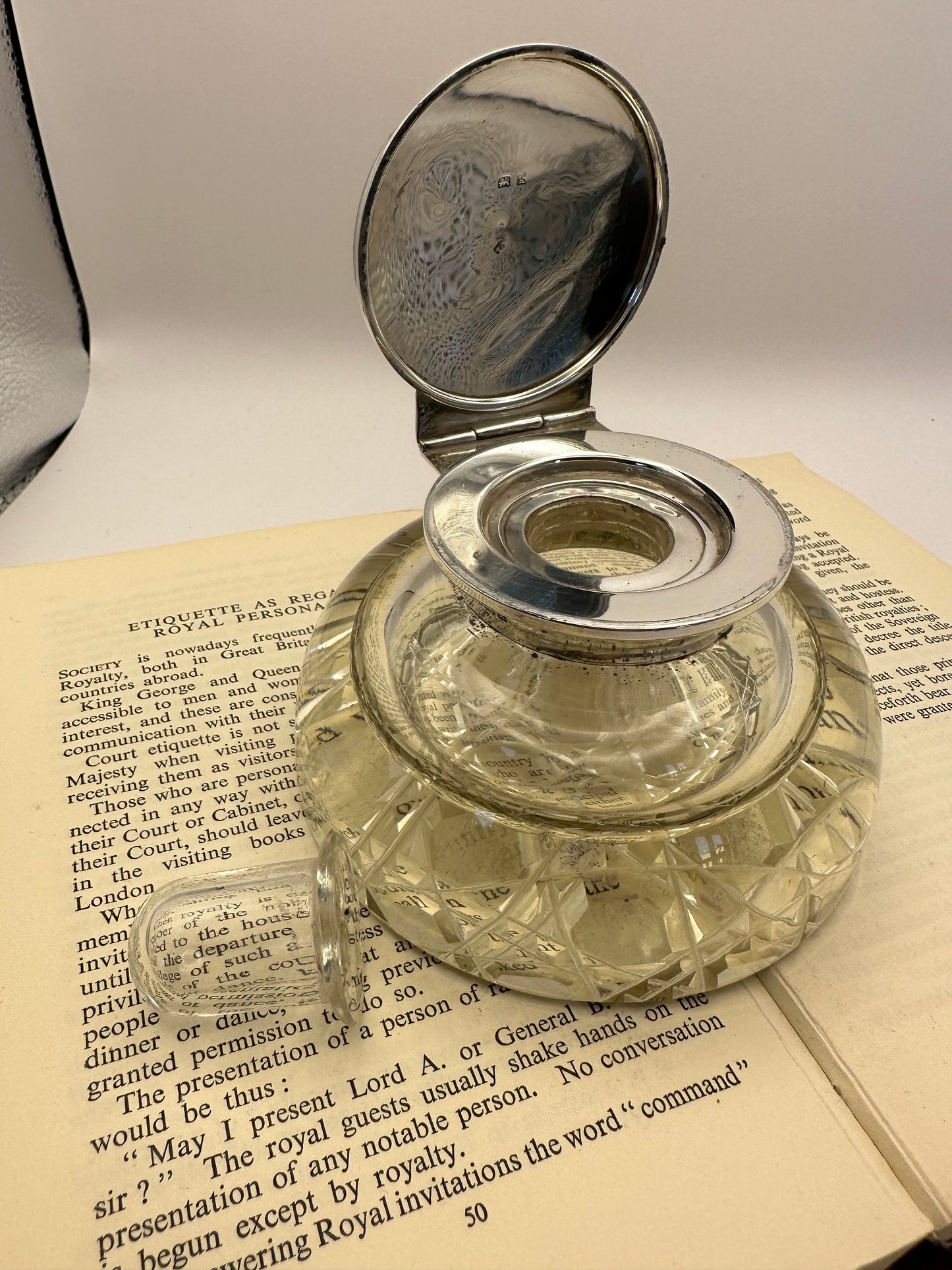 Antique Silver Inkwell / Collectible Silver / 1909 / Antique Glassware Ornament