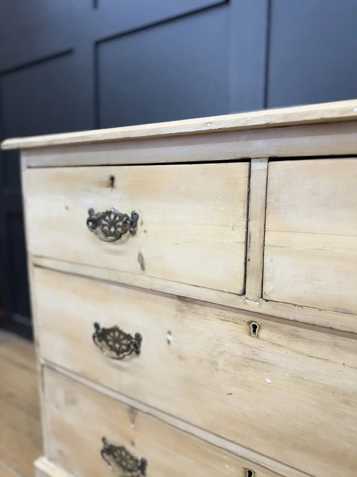 Antique dressers rustic pine chest with two short and two full-width drawers.