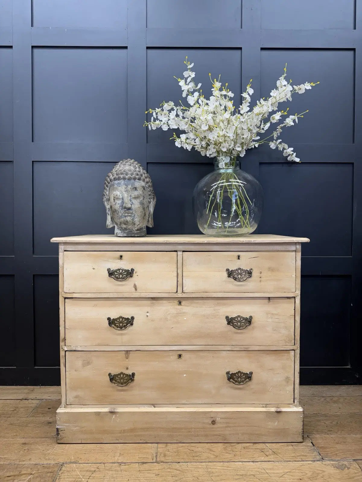 Antique dressers rustic pine chest with two short and two full-width drawers.