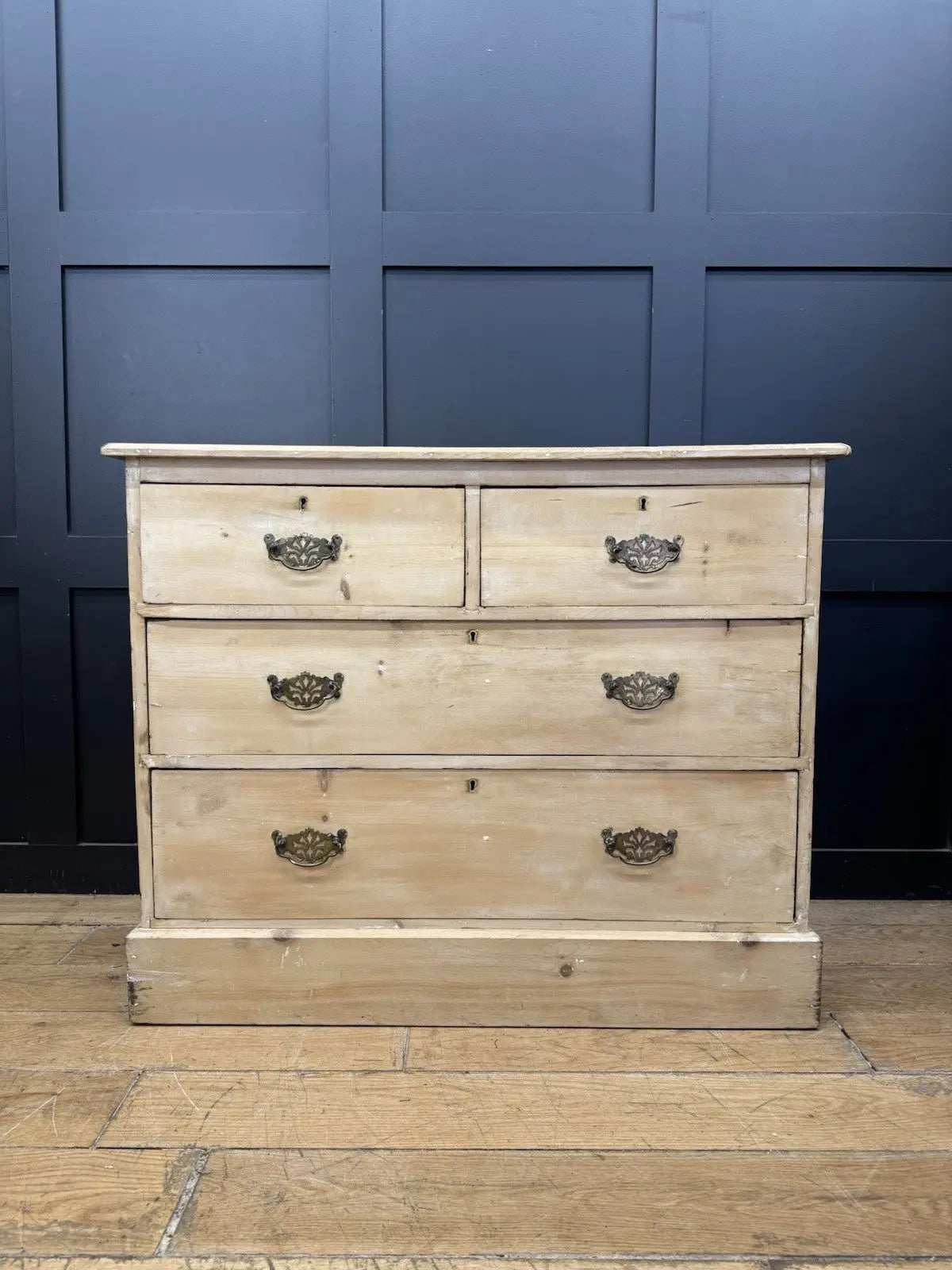 Antique dressers rustic pine chest with two short and two full-width drawers.