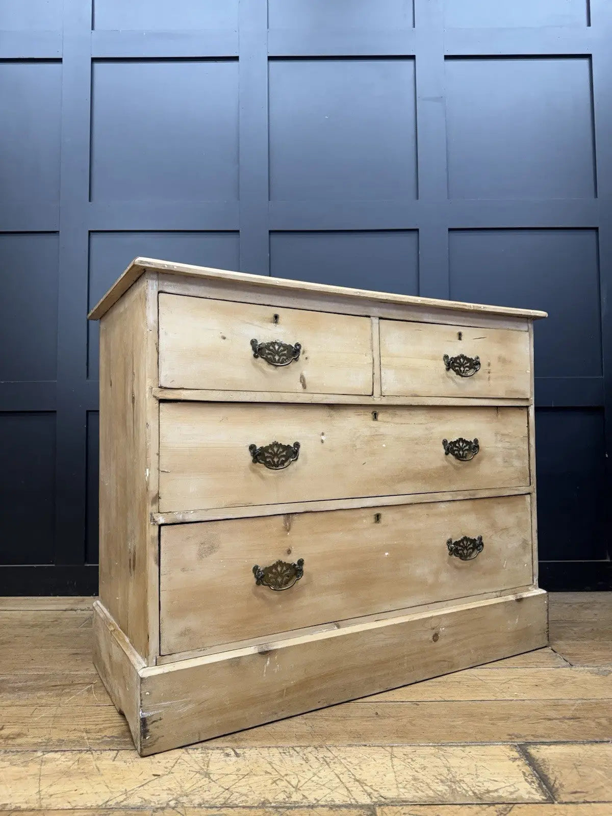 Antique dressers rustic pine chest with two short and two full-width drawers.
