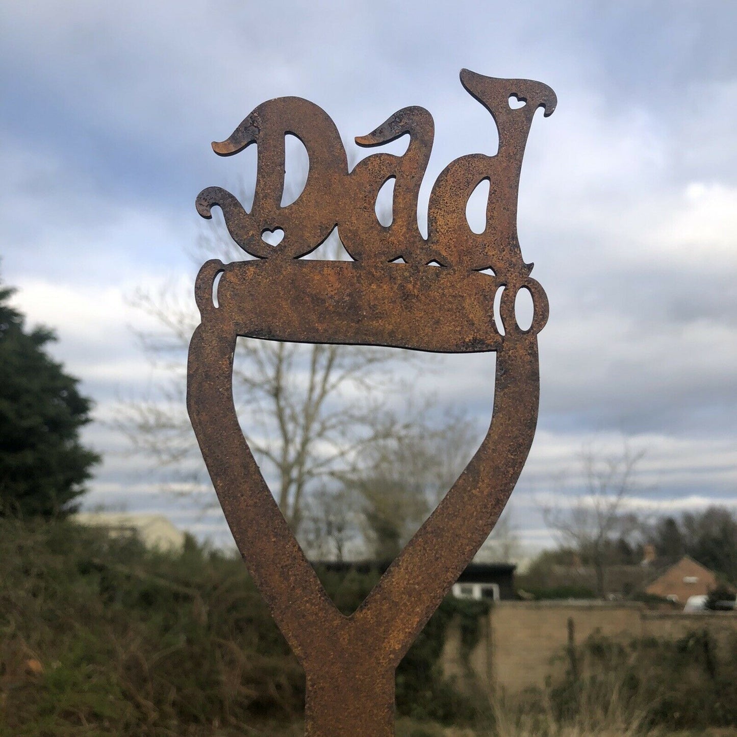 Rusty Metal Dad Spade Garden Decoration