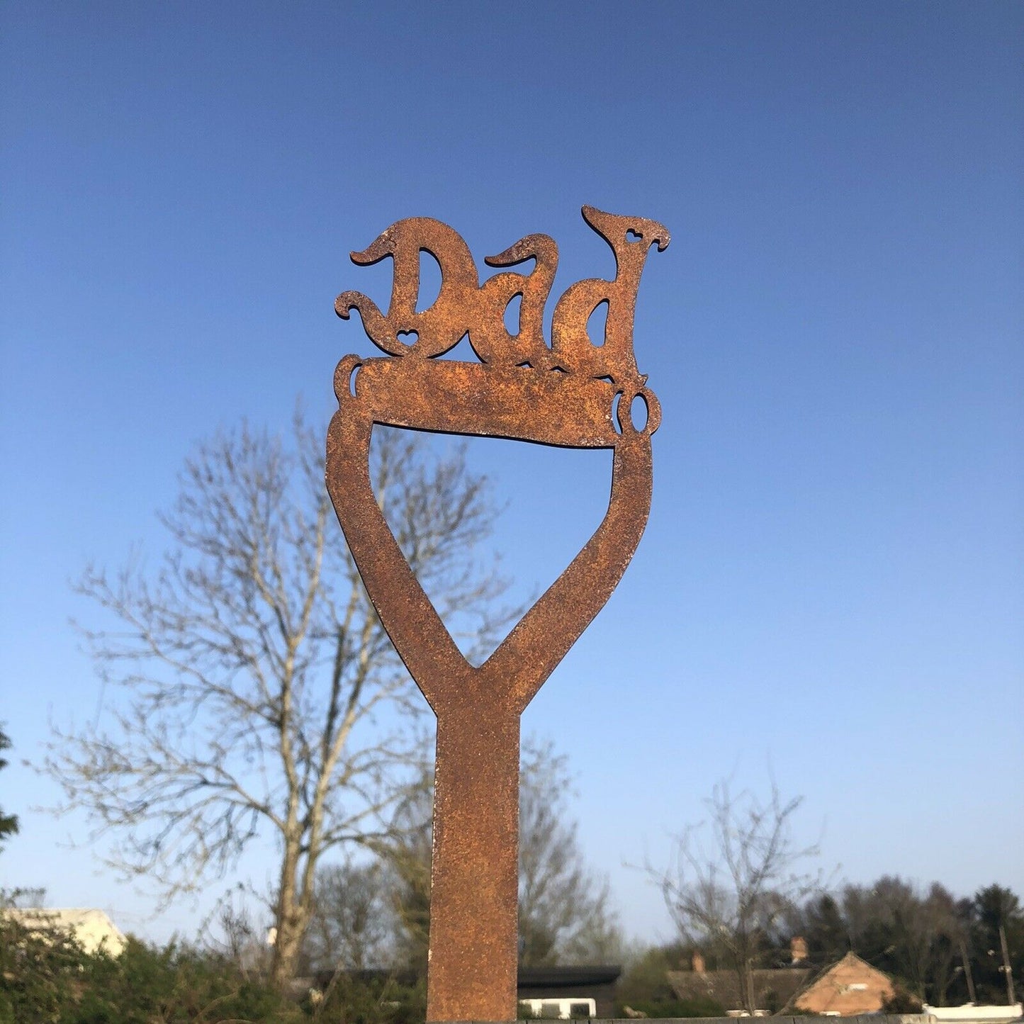 Rusty Metal Dad Spade Garden Decoration