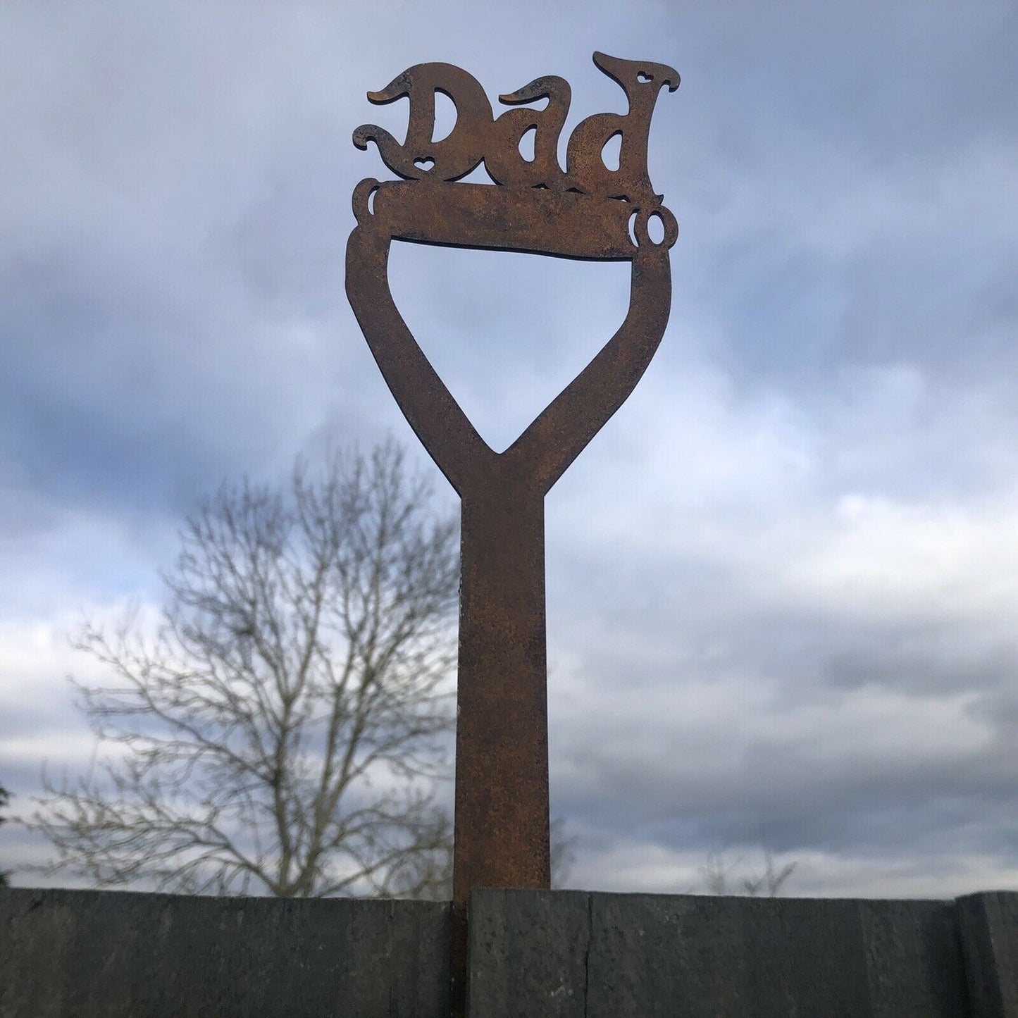 Rusty Metal Dad Spade Garden Decoration