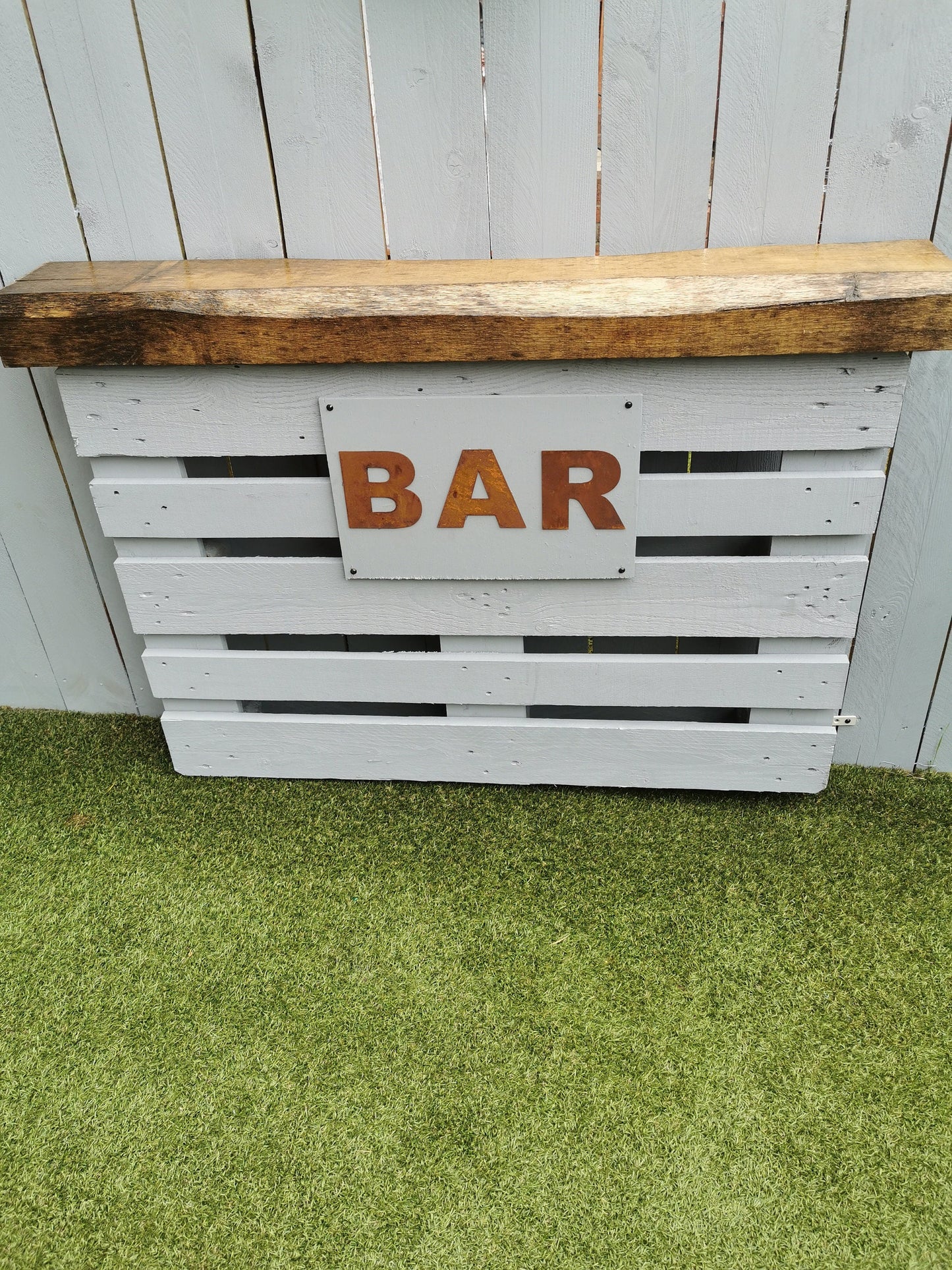 Bar Sign, 5" or 12" Rusty Metal Fat Font Lettering