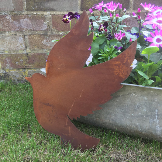 Rusty metal dove decoration