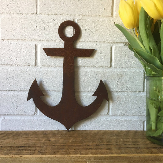 Small rusty metal anchor wall art decoration