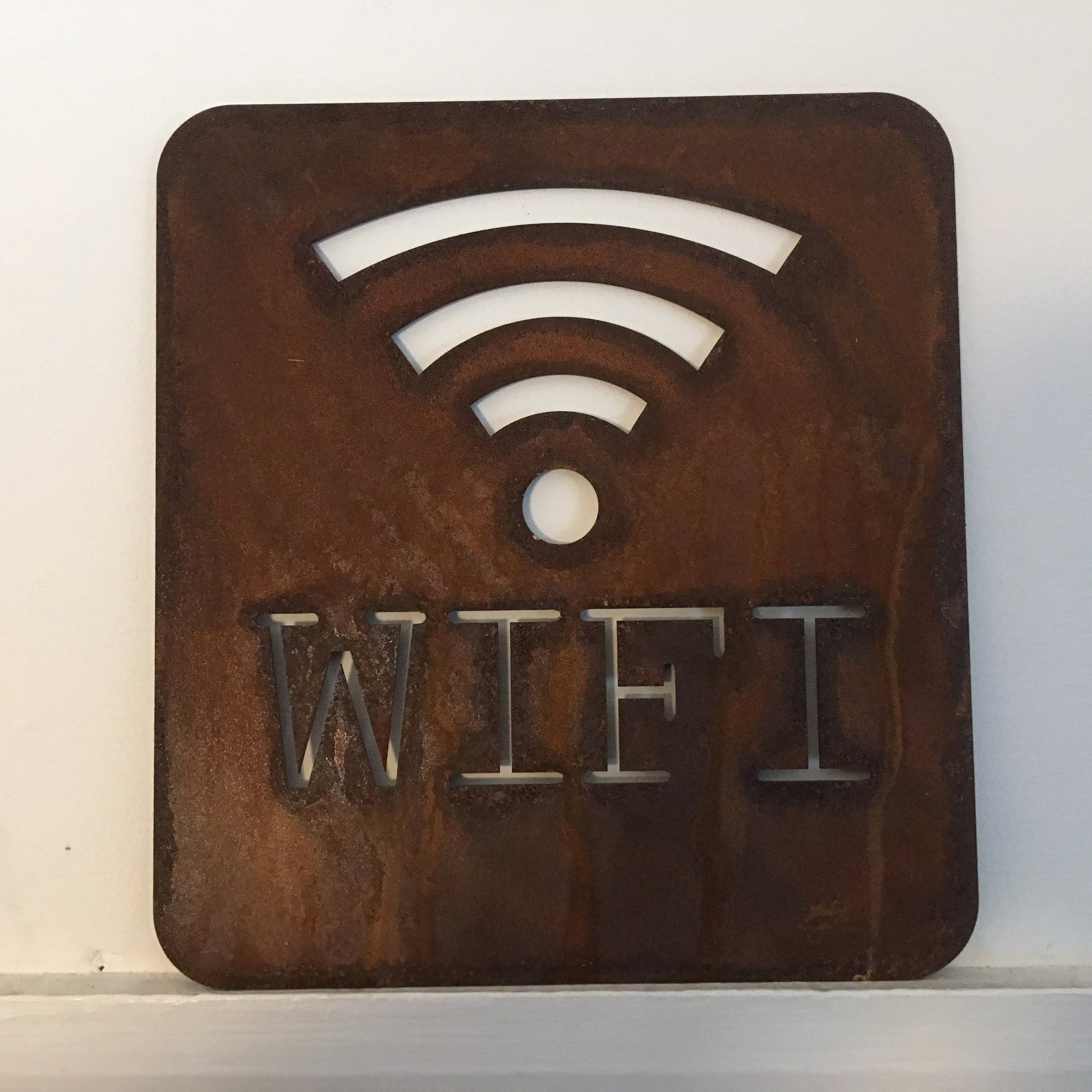 Rusty metal wifi sign