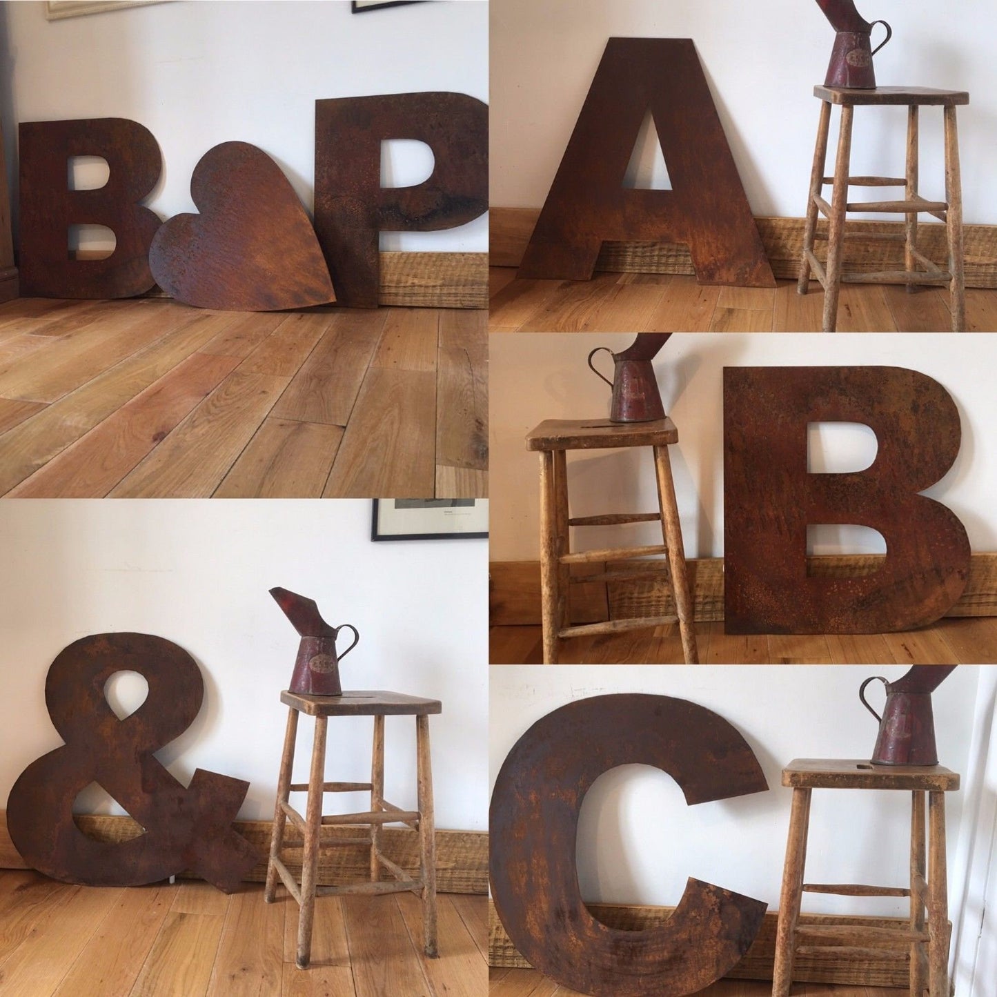 70cms tall rusty metal lettering- industrial bold font 