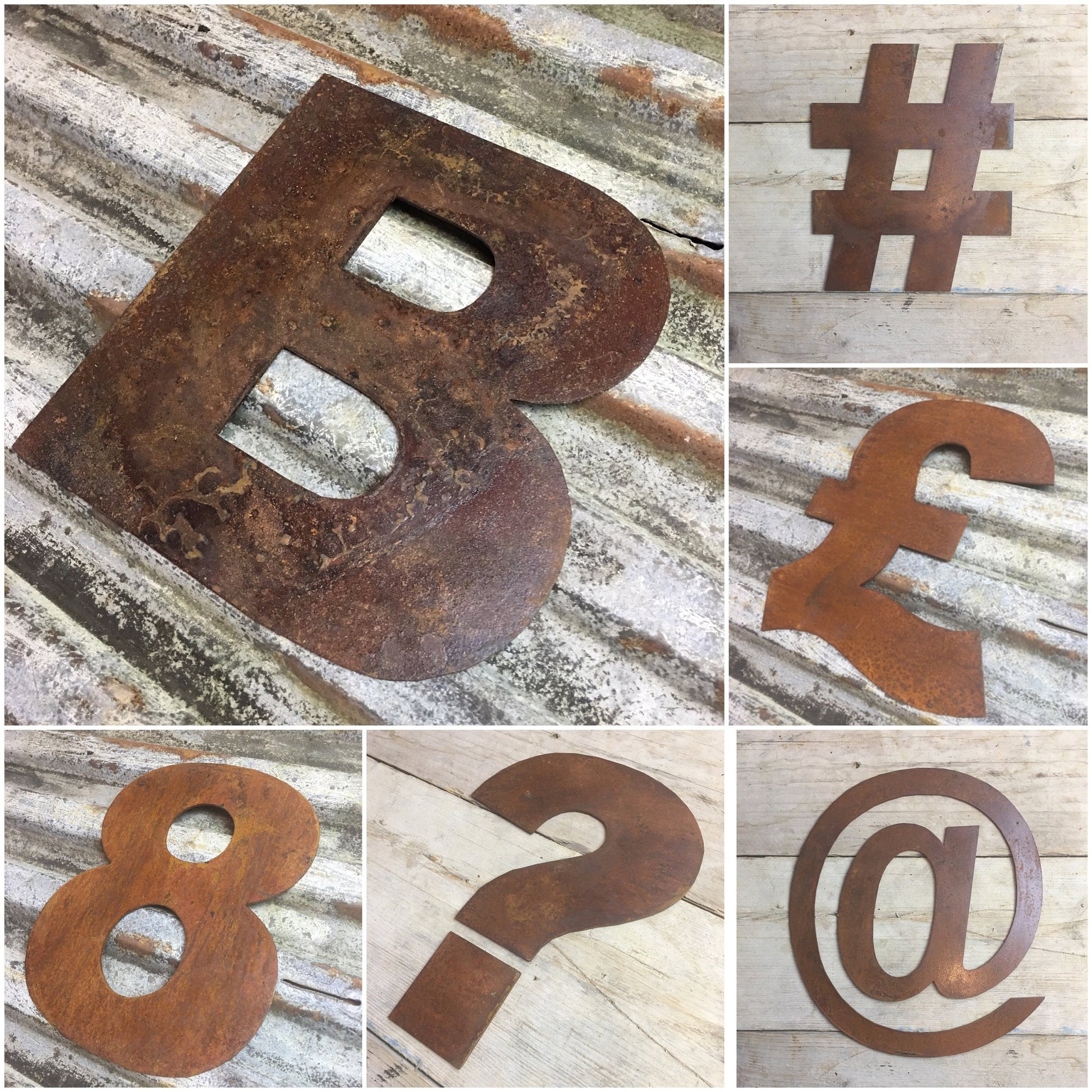 12" fat rusty lettering- mixed lettering
