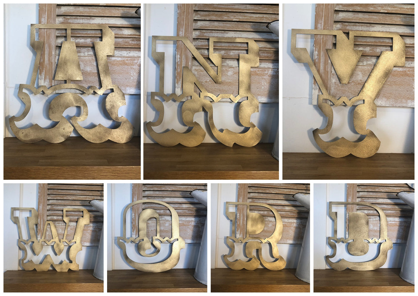 Distressed gold metal lettering- carnival style