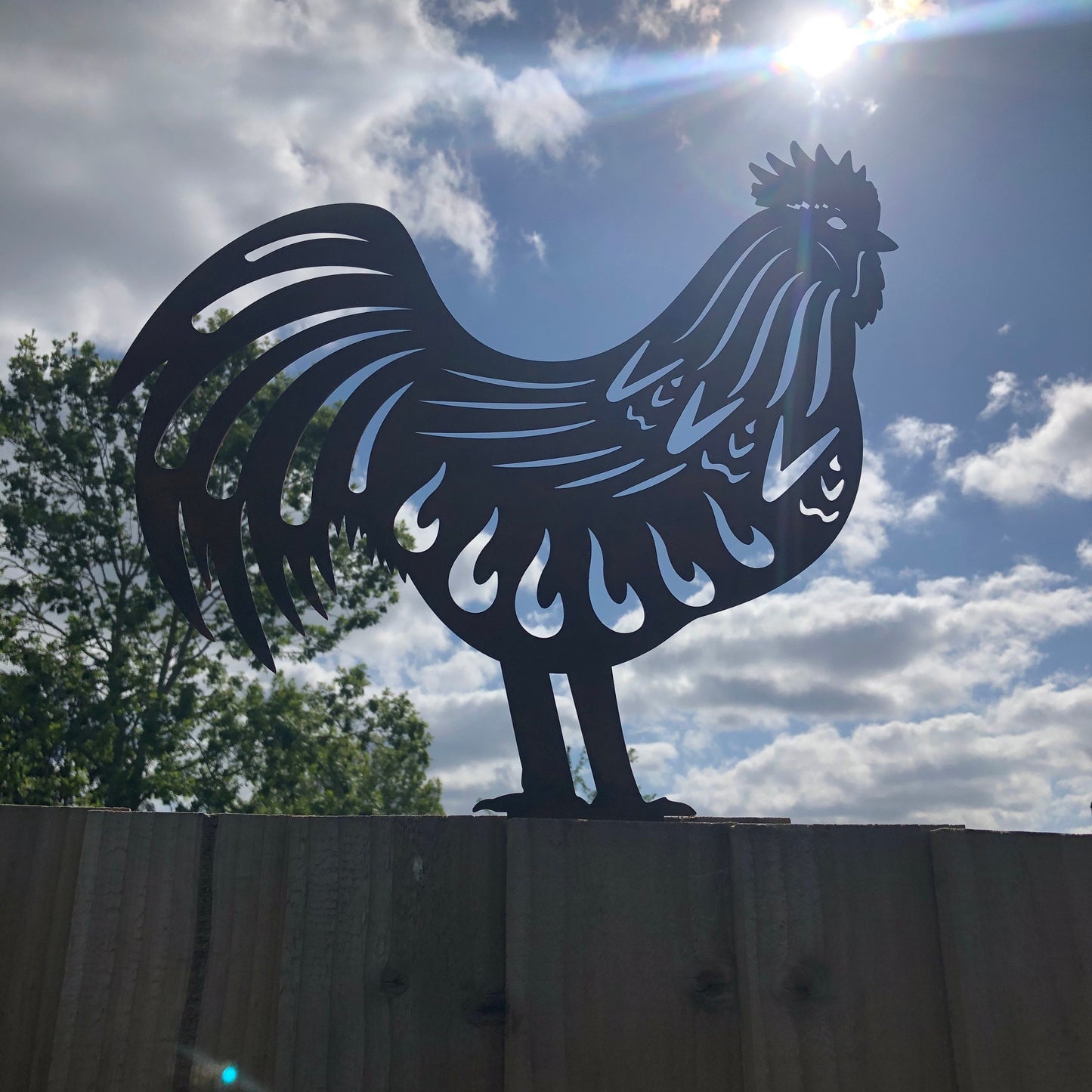 Rusty Metal Rooster Garden Decoration