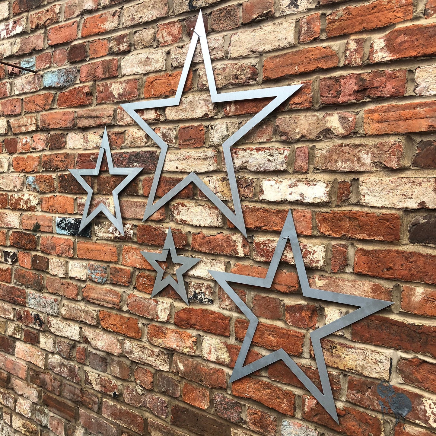 4 Galvanized Steel Metal Stars Decorations