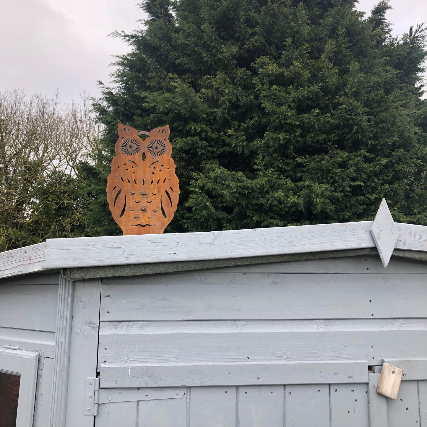 Rusty Metal Standing Owl Garden Ornament