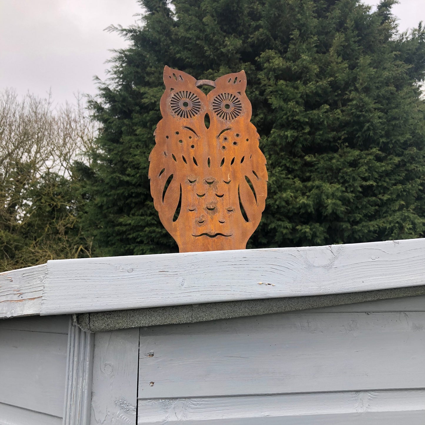 Rusty Metal Standing Owl Garden Ornament